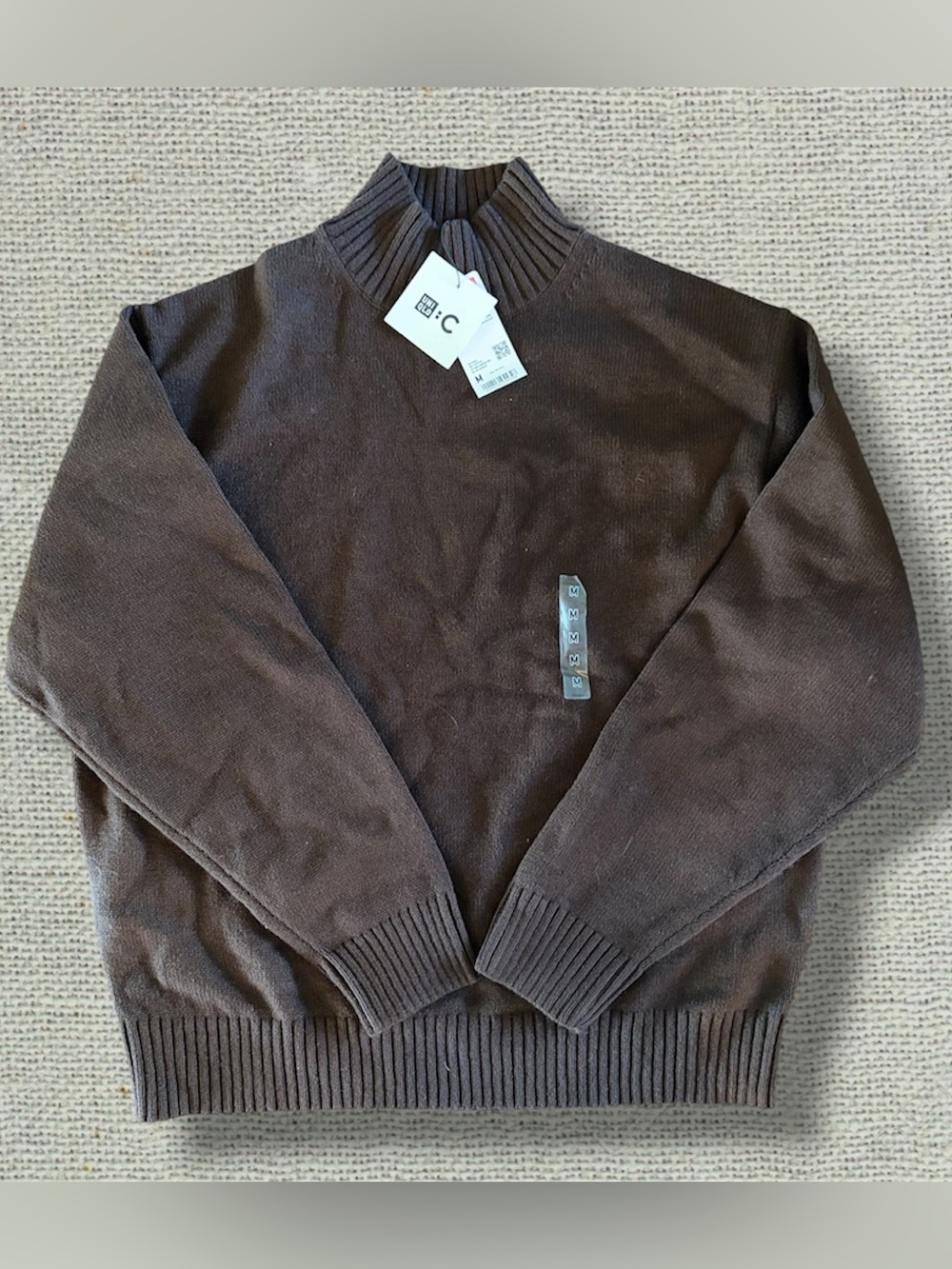 UNIQLO C Brown Wool Blend Mock Neck Sweater NWT